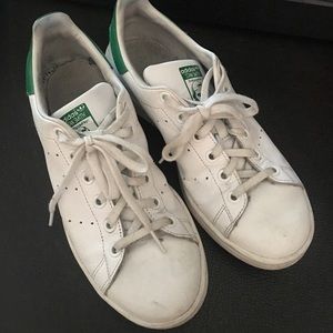 green and white stan smith sneakers